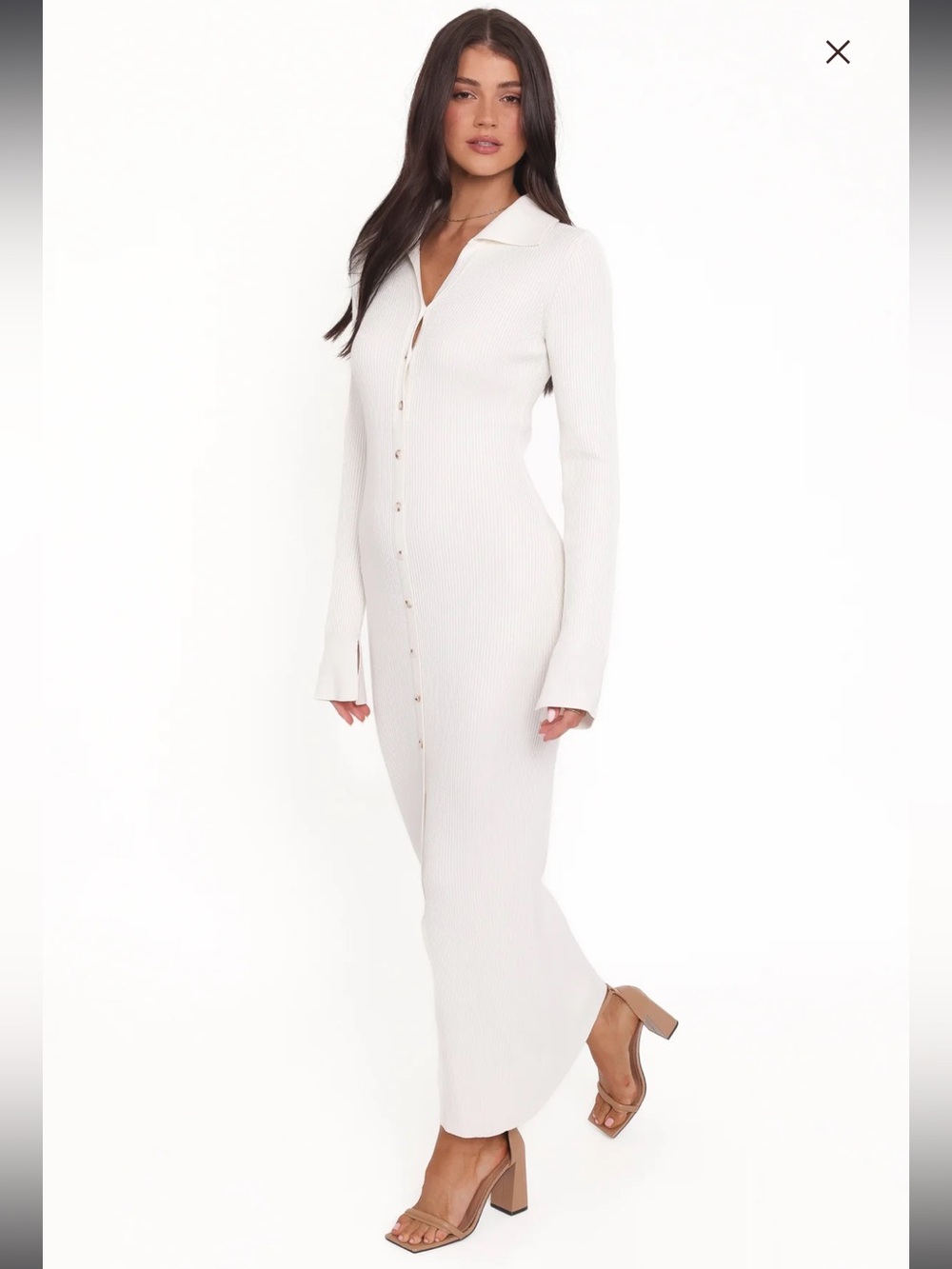 New Petal & Pup XS Womens Kadi White Long Sleeve Long Sleeve Maxi Dress Ret $129